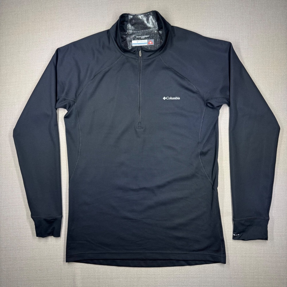 Columbia Mens 1/4 Zip Pullover Long Sleeve Omni-Heat Top Black Size Large